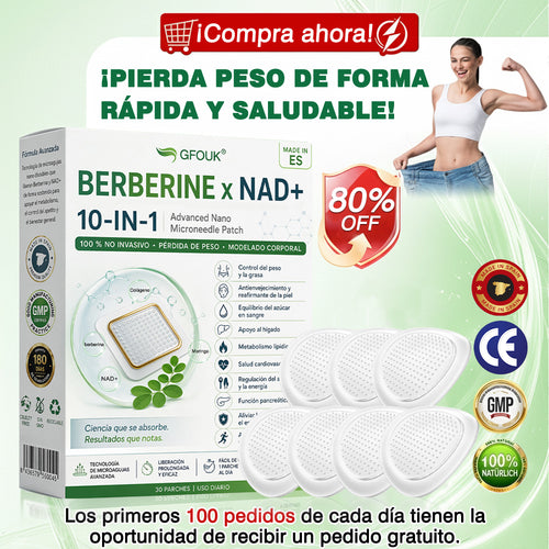 🌶️Conforme a la normativa aplicable en España y en la Unión Europea 🎉|  GFOUK® Moringa · Berberina × NAD+ Parche Avanzado de Nanomicroagujas 10 en 1 |  Respaldado por la ciencia | Fórmula 10 en 1 |  Resultados visibles en 7 días ✅