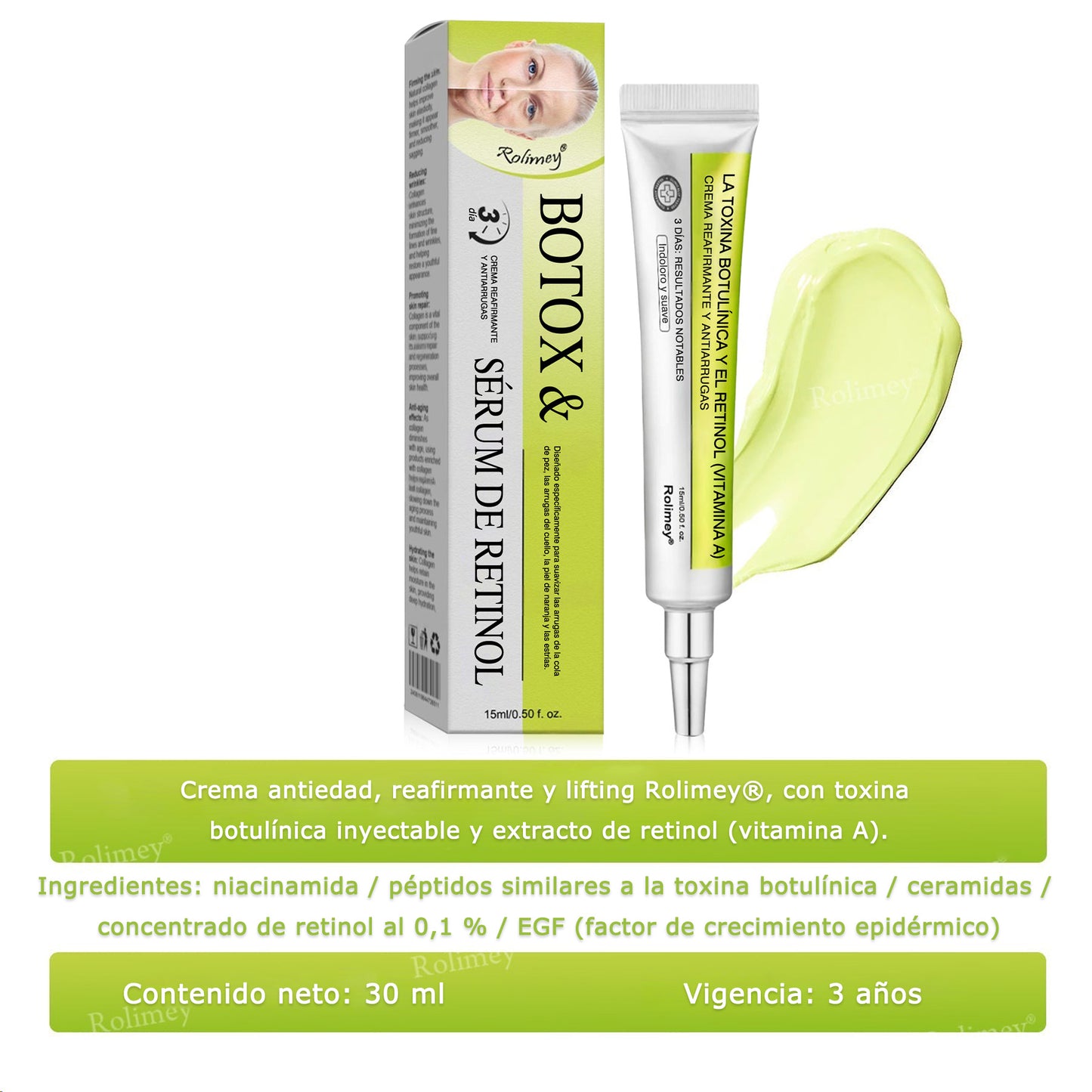 Fabricado y enviado desde España 💥Rolimey® Botox & Vita-A Retinol Shot Crema reafirmante y lifting antiarrugas - Promoción de último día 70% de descuento