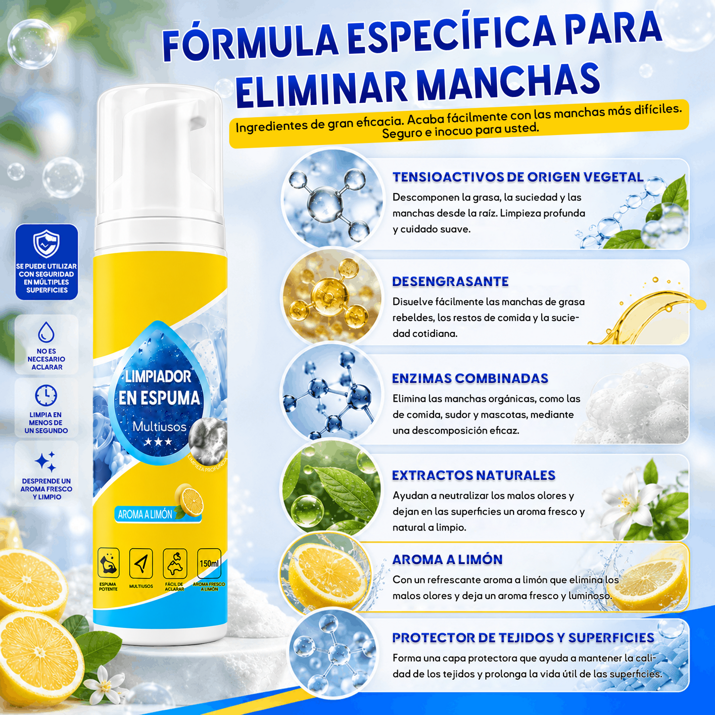 🔥¡Último día! 50% DE DESCUENTO🔥 Limpiador en espuma sin enjuague — Rocía, limpia y listo.