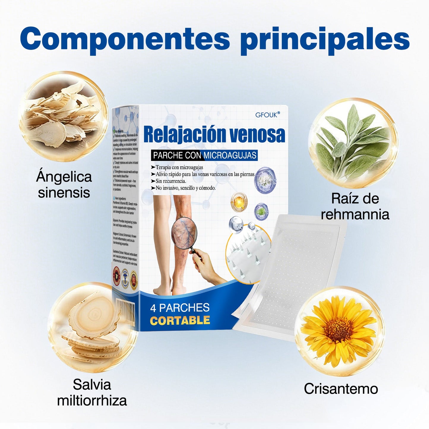 🇪🇸🤍✅Parche de microagujas GFOUK® VeinEase para el cuidado de las venas⚡Alivio instantáneo, resultados a largo plazo