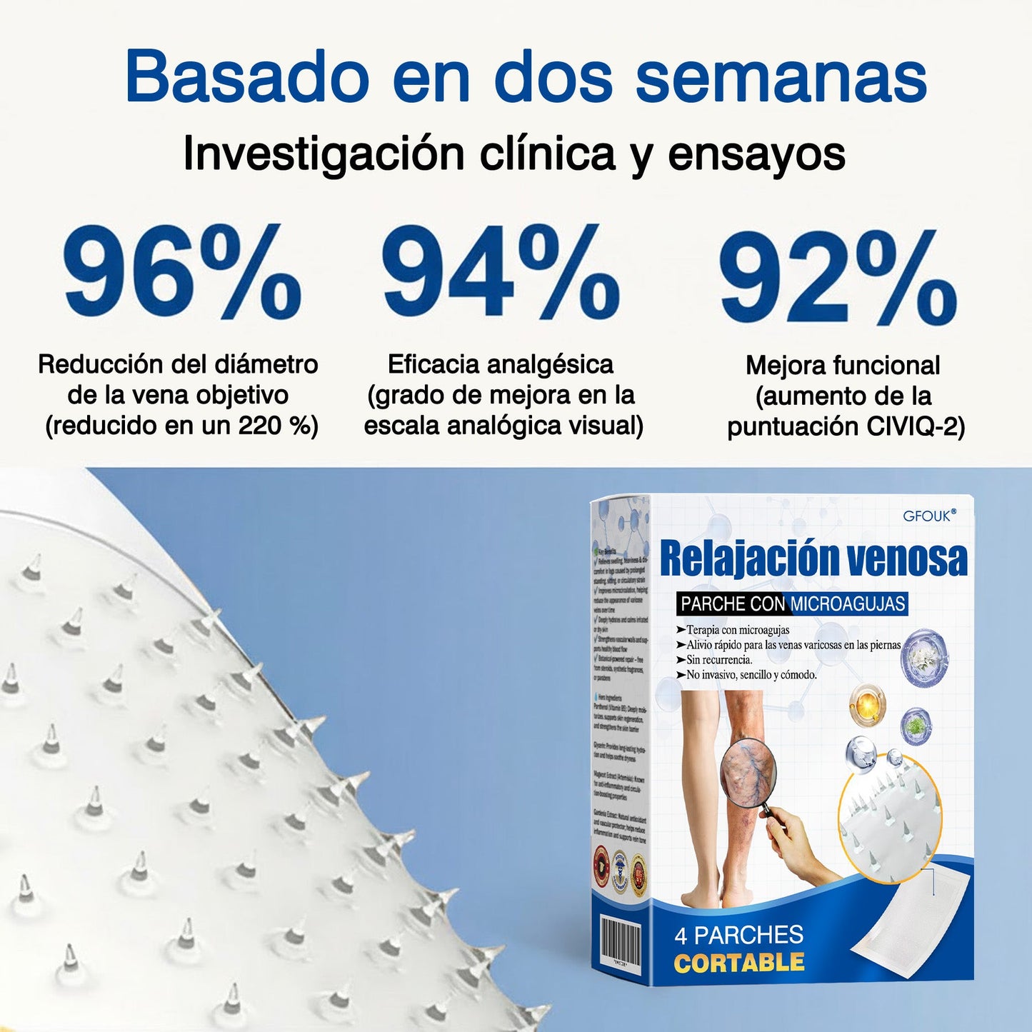 🇪🇸🤍✅Parche de microagujas GFOUK® VeinEase para el cuidado de las venas⚡Alivio instantáneo, resultados a largo plazo