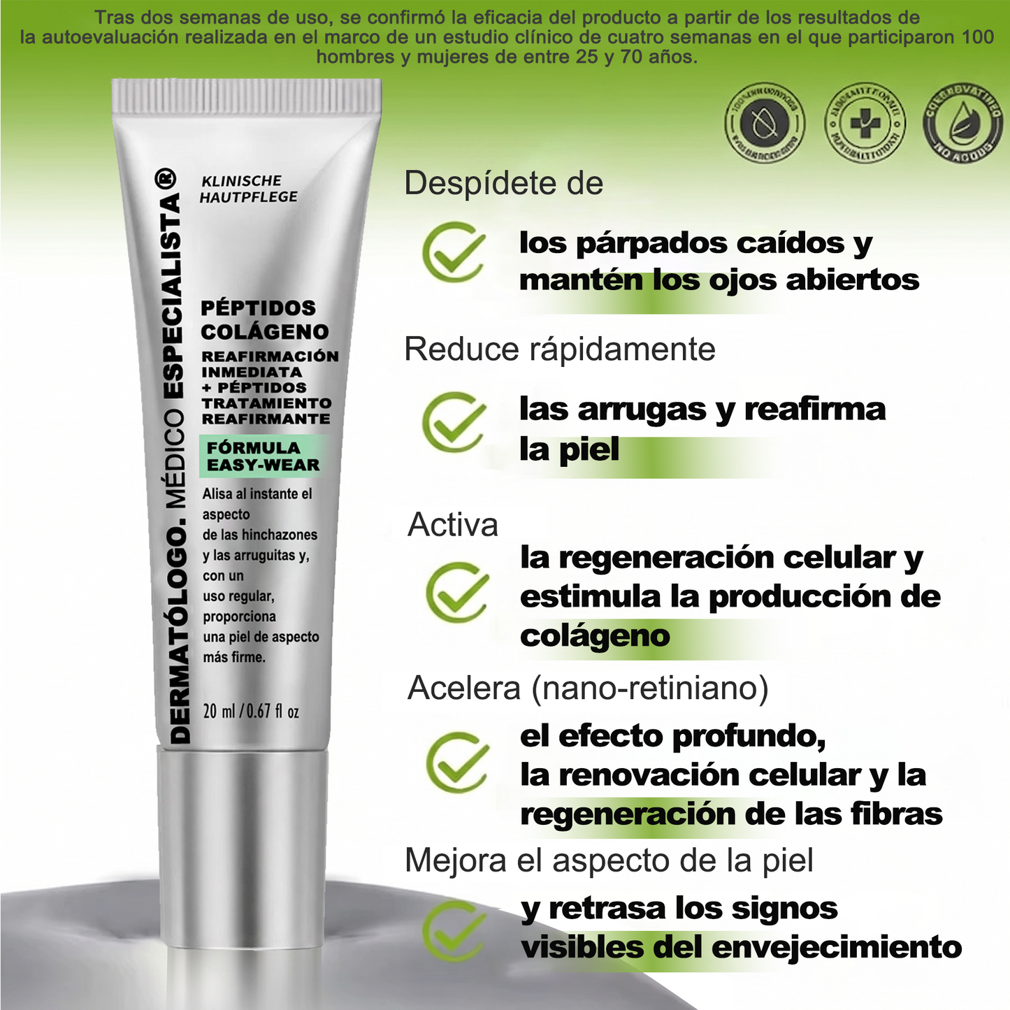 🎁 Dr. Fachmer® 👩‍⚕️ Péptidos y colágeno con efecto tensor inmediato: ayuda a reducir la apariencia de bolsas y líneas de expresión, dejando la piel con un aspecto más firme y terso. ✨