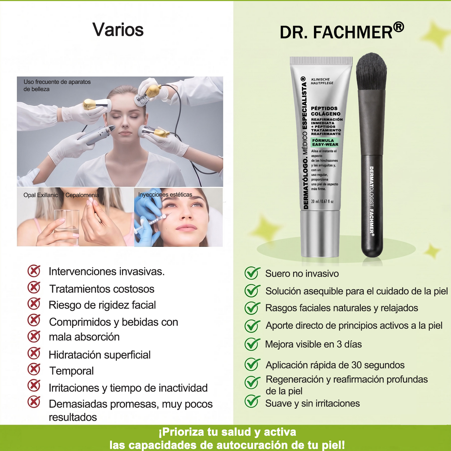 🎁 Dr. Fachmer® 👩‍⚕️ Péptidos y colágeno con efecto tensor inmediato: ayuda a reducir la apariencia de bolsas y líneas de expresión, dejando la piel con un aspecto más firme y terso. ✨