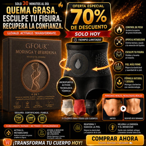 🩳🦋GFOUK® 2026 Edición Black Gold Luxury | ⭐ Shorts Quemagrasas 4 en 1 con Moringa, Berberina y Tecnología de Micro-Partículas Esculpidoras