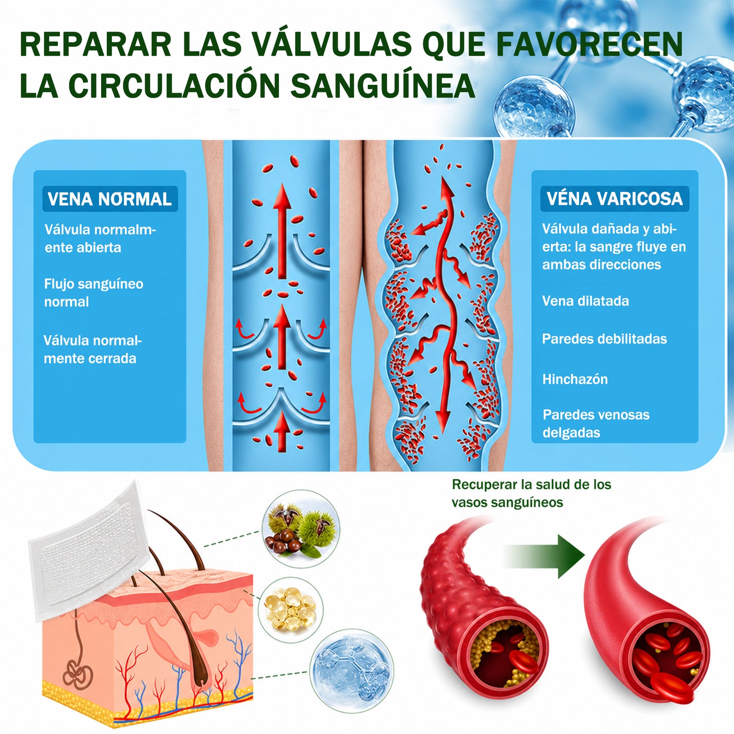 🇪🇸👨‍⚕️ DR.Fachmer® 💚 Parche de Microneedles Vein Ease (Para arañas vasculares, varices, hinchazón y piernas cansadas)