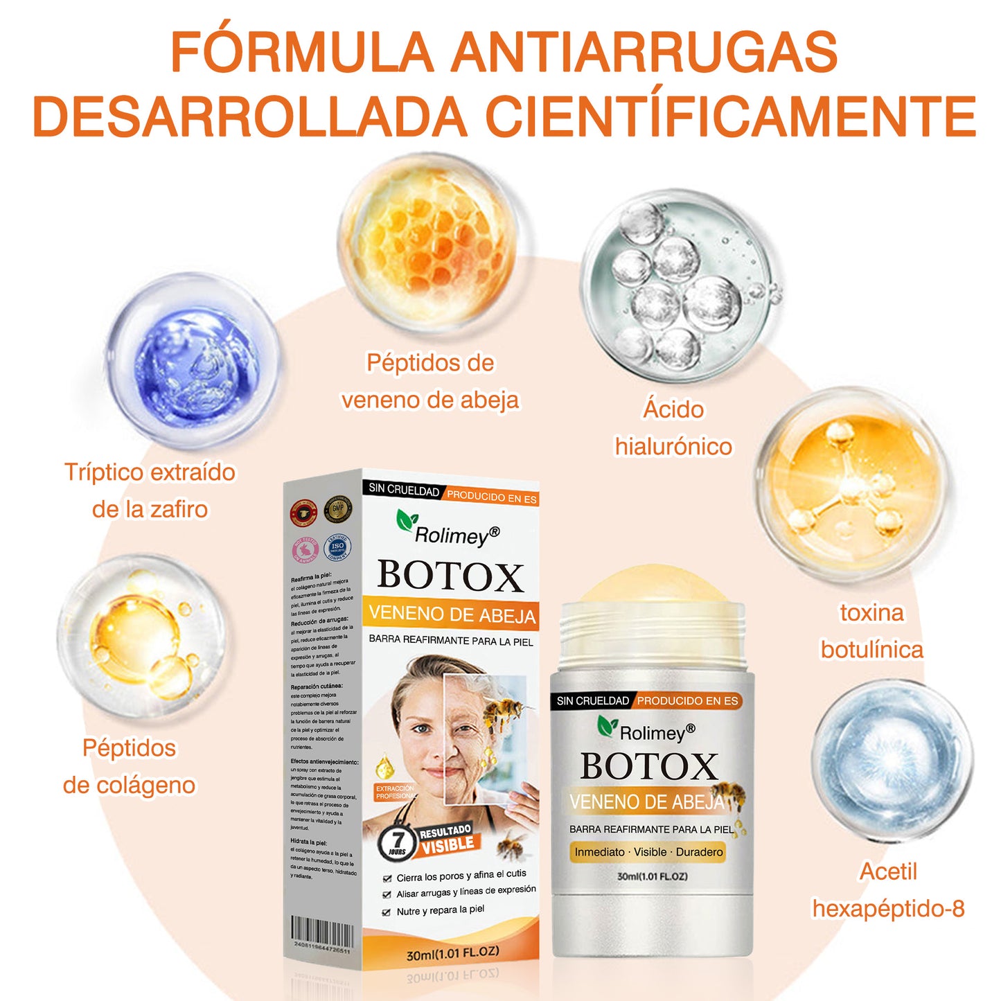 ✅Fabricado y enviado desde el Reino Unido 🇪🇸 Rolimey® Stick Serum Reafirmante con Veneno de Abeja tipo Botox (⏳¡ÚLTIMO DÍA! 70% DE DESCUENTO)🛫