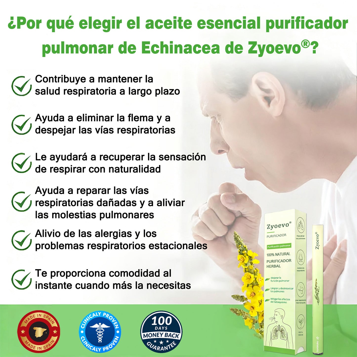 🤍De propiedad y gestión directa ✅ Zyoevo® Mullein Lung Cleanse Diffuser (🫁 tos, faringitis, dificultad para respirar, flema, congestión nasal, bronquitis, síntomas de alergia y molestias pulmonares) 10 🌿
