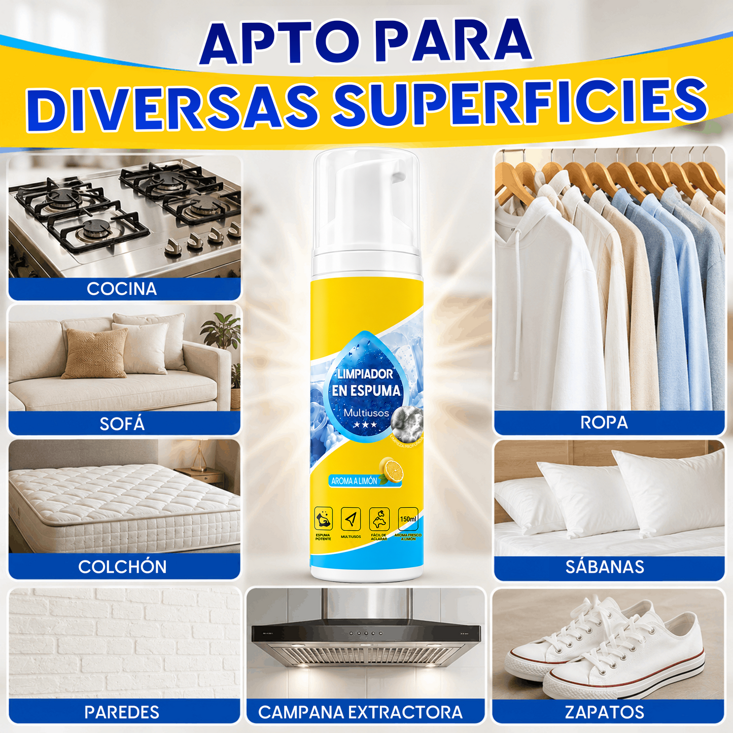 🔥¡Último día! 50% DE DESCUENTO🔥 Limpiador en espuma sin enjuague — Rocía, limpia y listo.