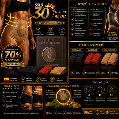 🩳🦋GFOUK® 2026 Edición Black Gold Luxury | ⭐ Shorts Quemagrasas 4 en 1 con Moringa, Berberina y Tecnología de Micro-Partículas Esculpidoras