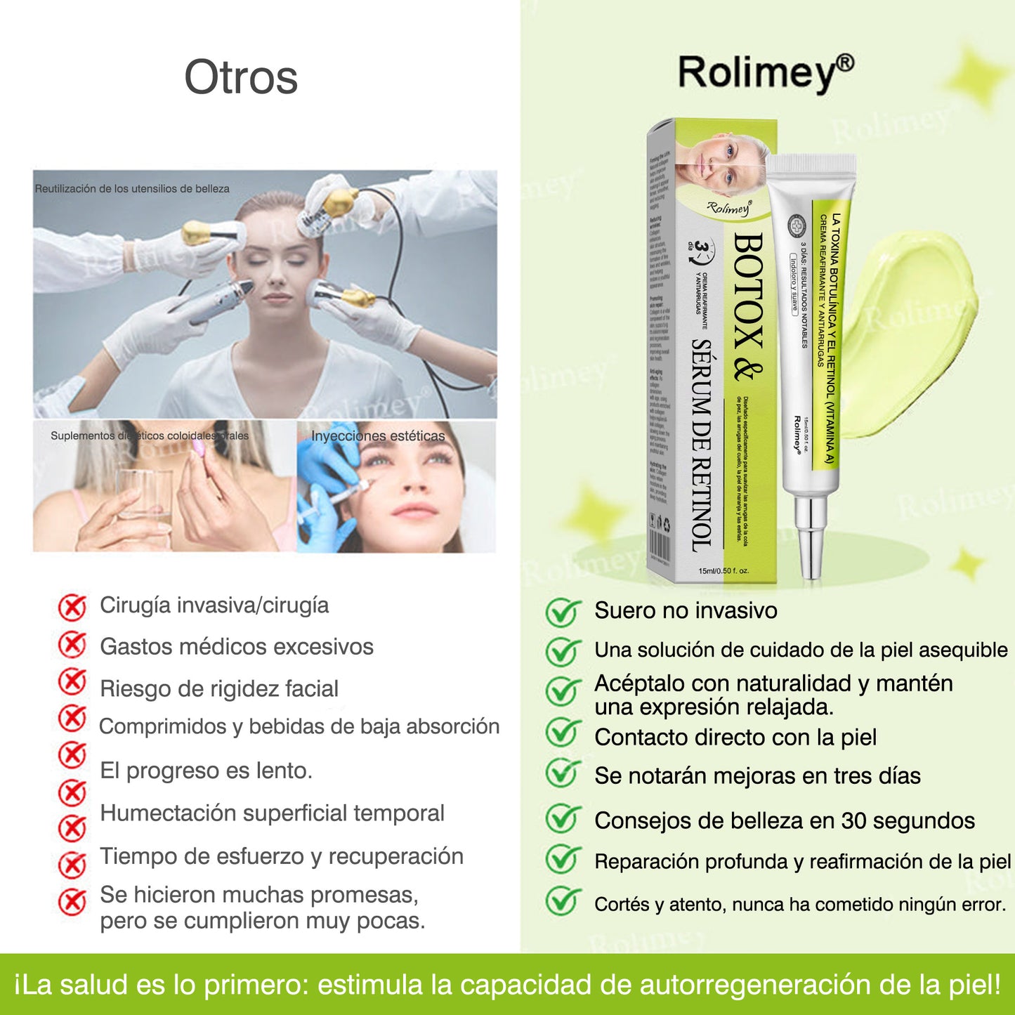Fabricado y enviado desde España 💥Rolimey® Botox & Vita-A Retinol Shot Crema reafirmante y lifting antiarrugas - Promoción de último día 70% de descuento